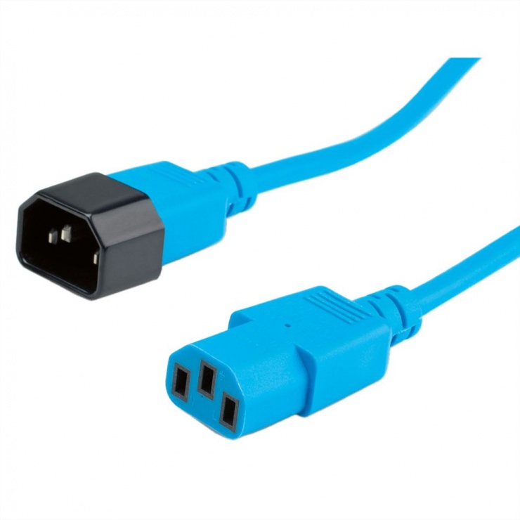 Imagine Cablu prelungitor alimentare IEC 320 C14 - C13 Albastru 0.8m, Roline 19.08.1527